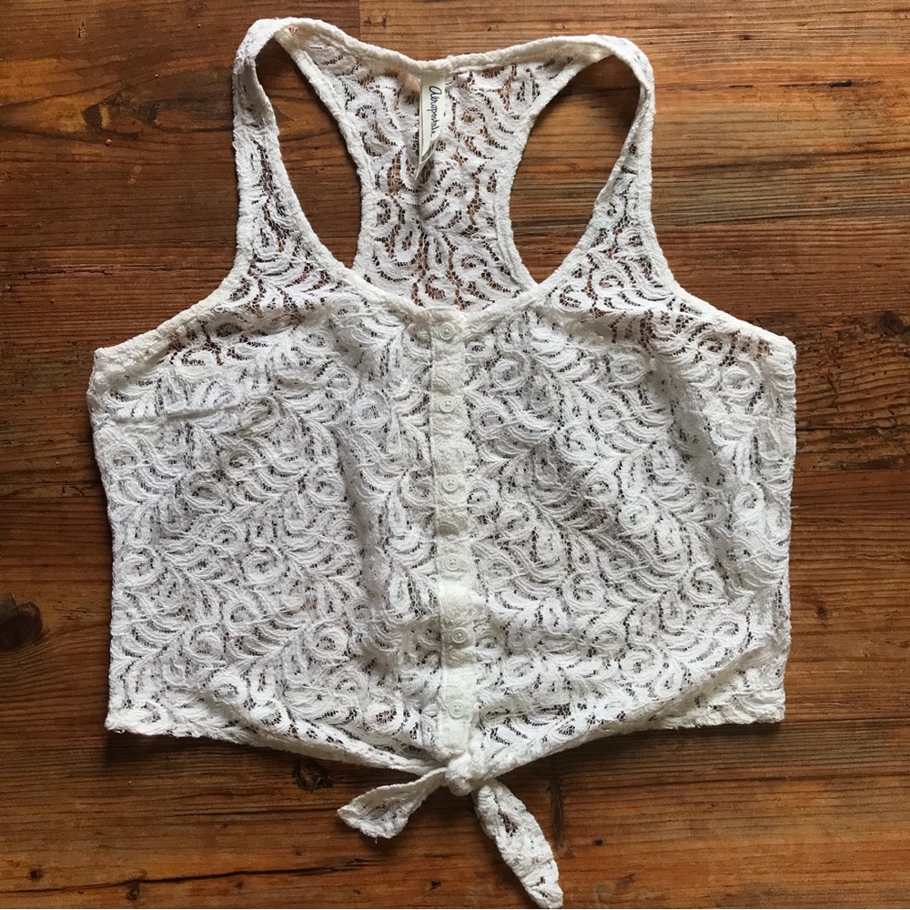 Aeropostale Lace Top, White, Size M.